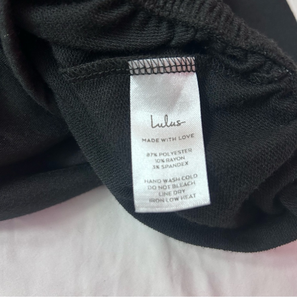 Lulus always lounging black tie sleeves romper with pockets size large NWOT - Picture 8 of 9